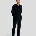 Pijama de Terciopelo Liso Azul Marino