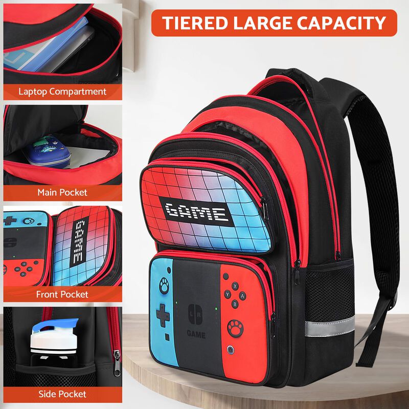 Mochila Escolar Tilytadly Gamer Boys De 17.3 Pu... image number null