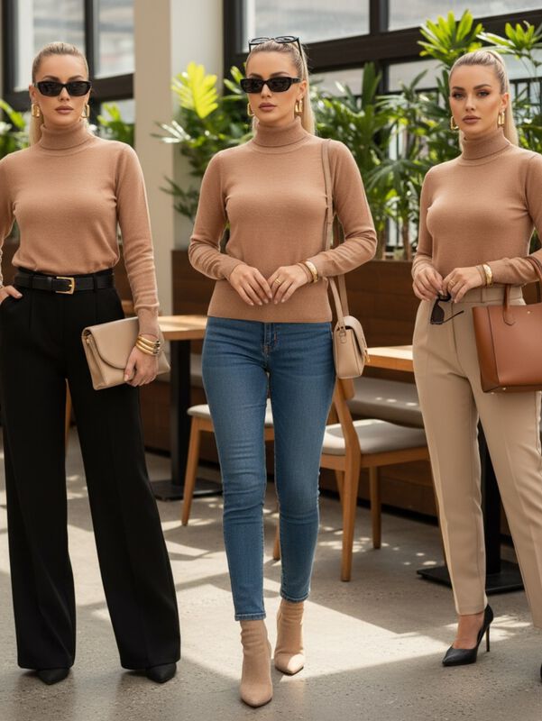 Sueter Mujer De Cuello Alto Suet 1023 Caf&eacute; Clar... image number null