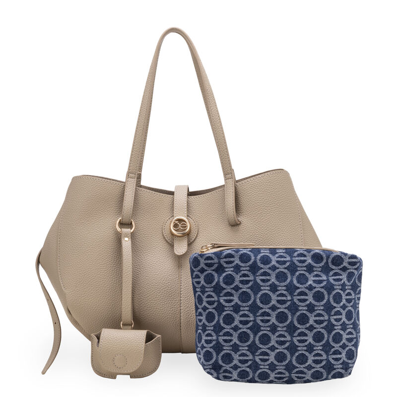 Bolsa Tote Grande Con Porta Audif&oacute;nos Color Bei... image number null