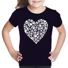 Camiseta Word Art Para Ni&ntilde;a - Coraz&oacute;n de Huellas - Negro