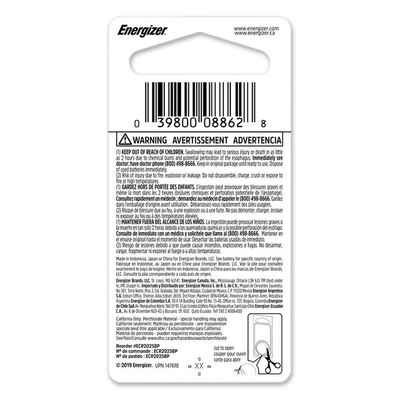 Pila Energizer Bot&oacute;n Cr2025 3v Coche Juguetes image number null
