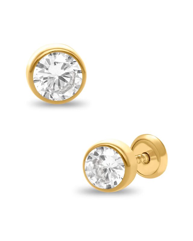 Broqueles De Oro Amarillo 14k Con Zirconias (5 ... image number null