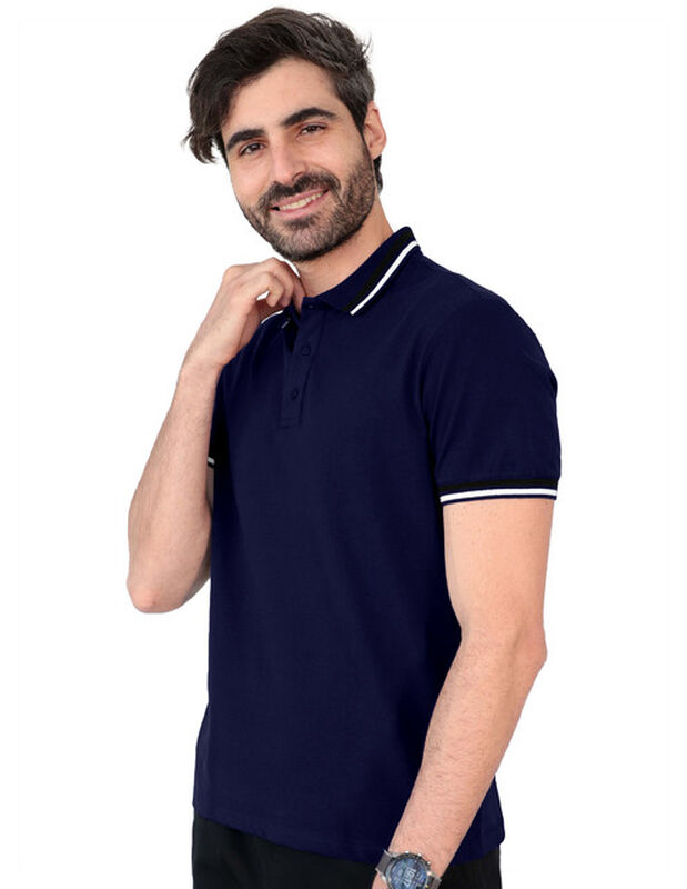 Playera Caballero Polo Cuello Abotonado Azul Ma... image number null