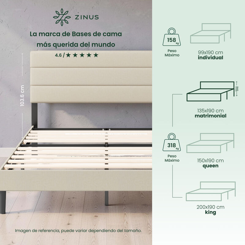 Zinus Piper | Cama Con Dise&ntilde;o En L&iacute;neas Matrimo... image number null