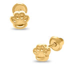 Broqueles De Huellita En Oro Amarillo 14k