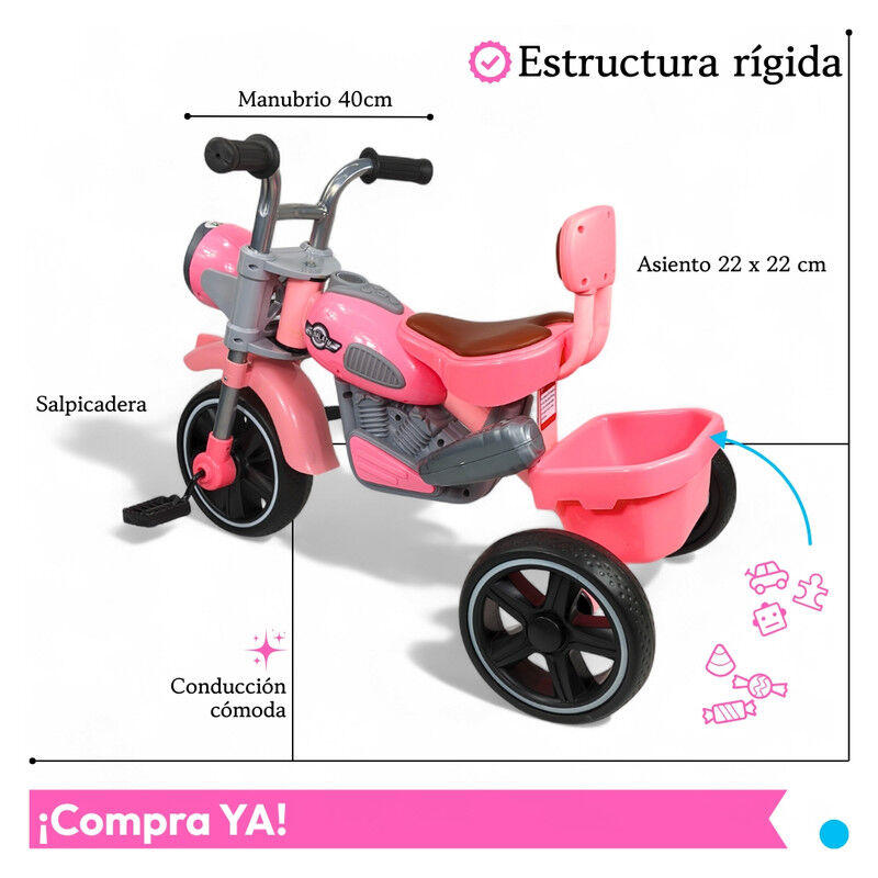 Triciclo Infantil C&oacute;modo C/ Luces y Sonido TEK-... image number null