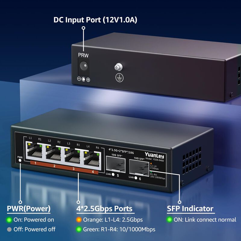 Conmutador Ethernet Yuanley De 2,5 G, 6 Puertos... image number null