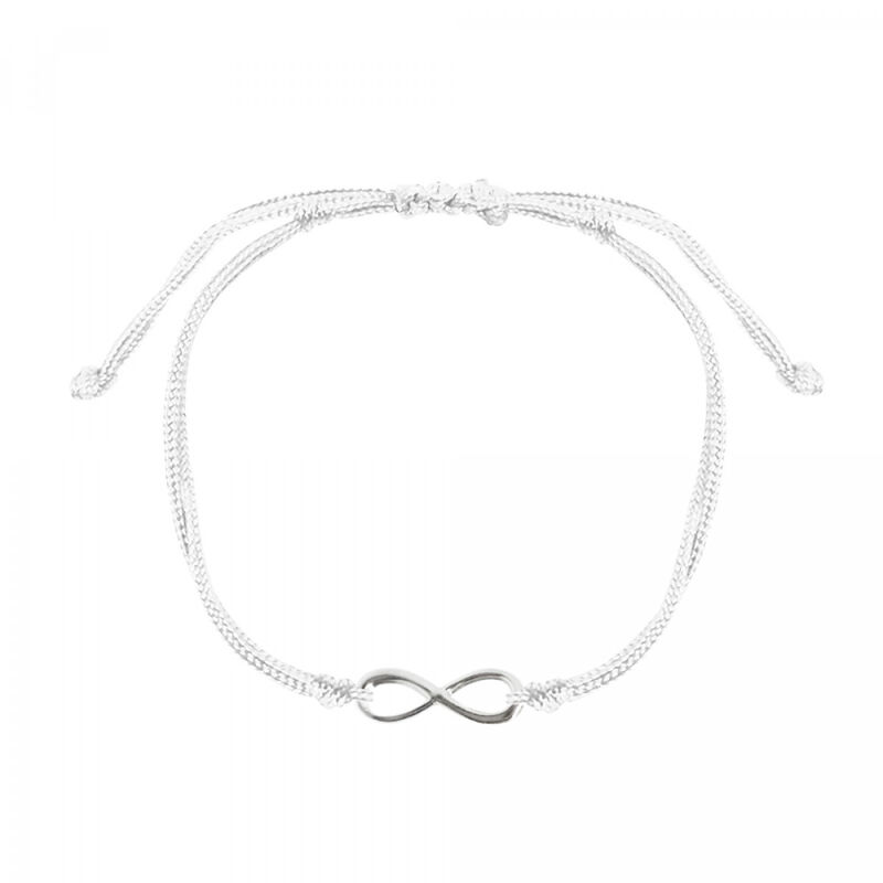 Set 2 pulseras infinito de plata con hilo blanc... image number null