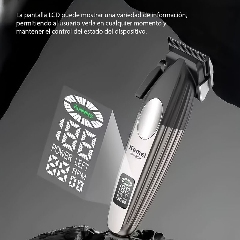 Kit Cortapelos Inal&aacute;mbrico Kemei KM-8536 Clippe... image number null
