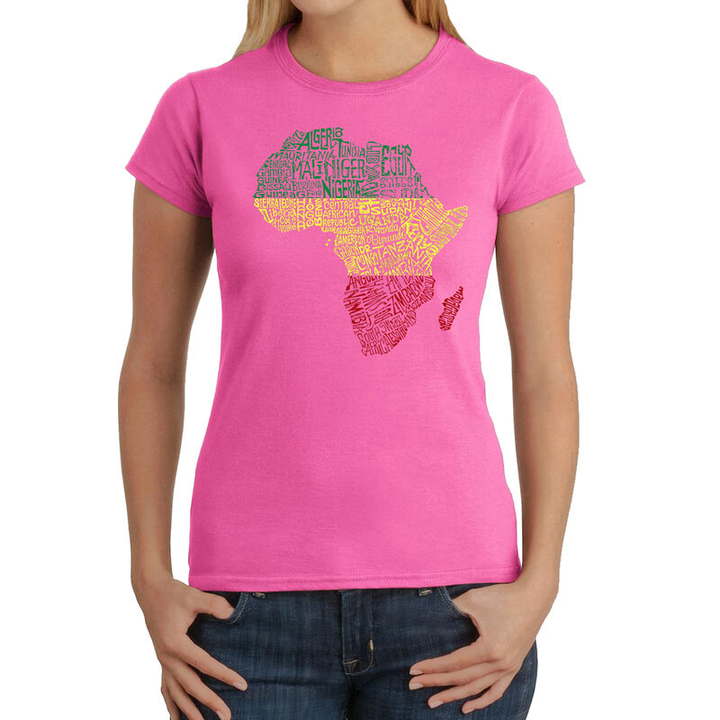 Camiseta Word Art Para Mujer - Pa&iacute;ses de &Aacute;frica... image number null