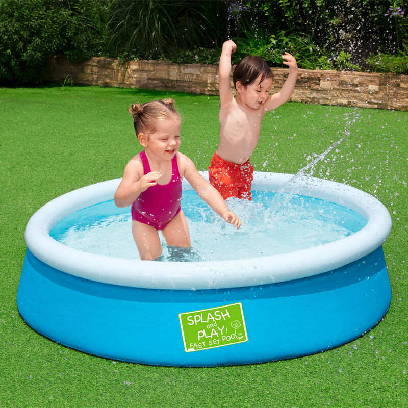 Alberca Inflable 2+ A&ntilde;os Redonda Azul con Blanc... image number null