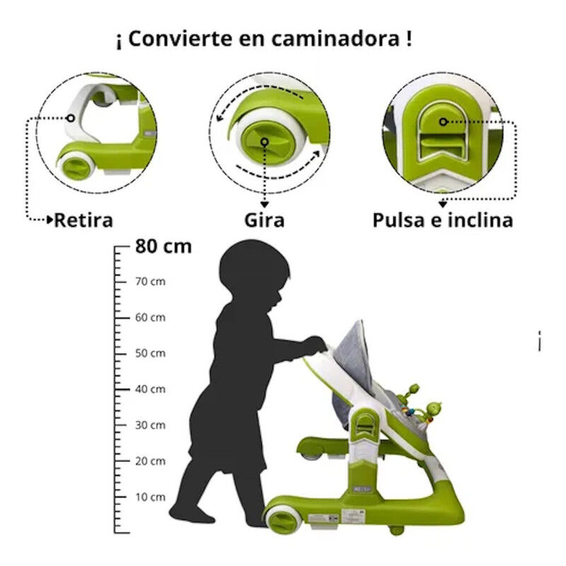Andadera Caminadora Verde 2 En 1 Con Luz Y Soni... image number null