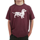 Camiseta Word Art Para Ni&ntilde;o - Perro Salchicha - Granate