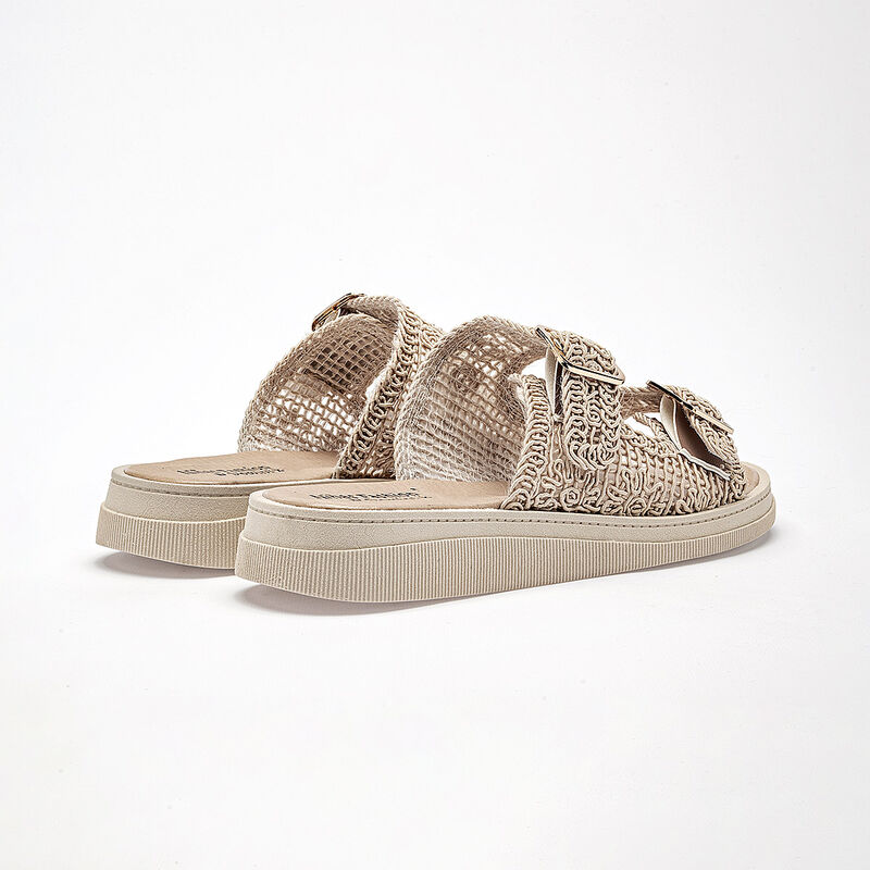 Ni&ntilde;as Fashion sandalia piso para mujer beige co... image number null