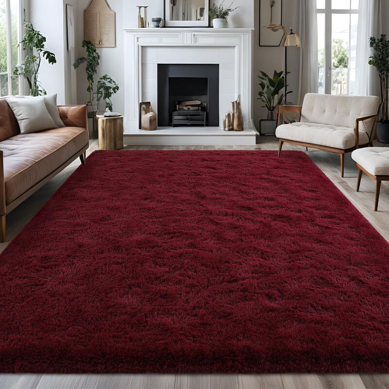 Alfombra Falark 183 &times; 274 cm Rojo Burdeos &ndash; Pel... image number null