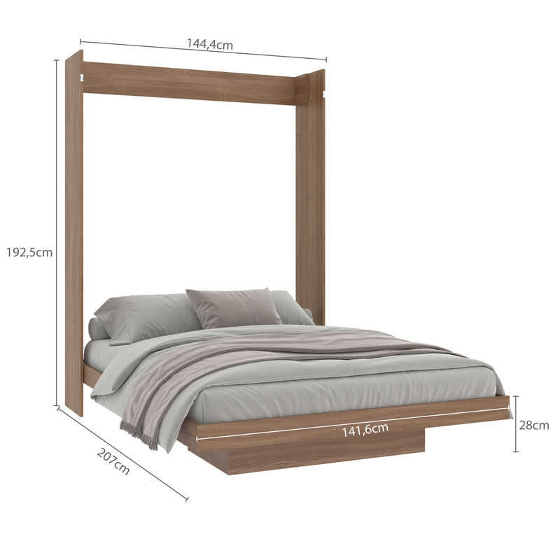 Cama Matrimonial Abatible Con Estantes Caf&eacute; CB9... image number null