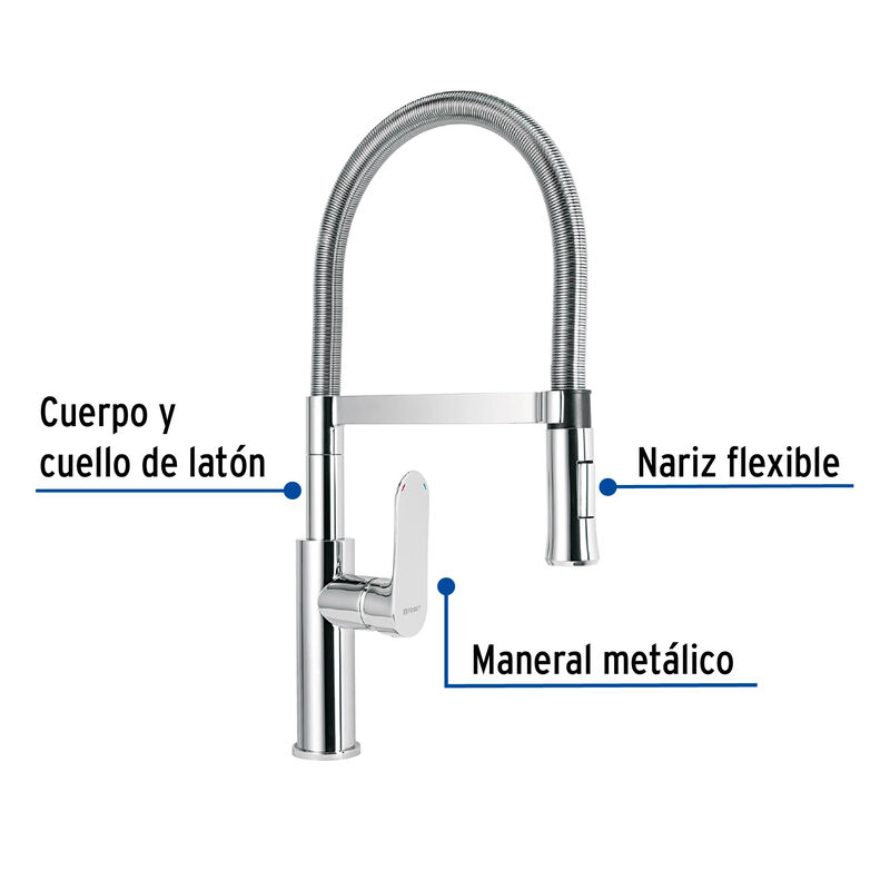 Monomando Cromo Nariz Flexible para Fregadero R... image number null