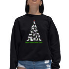 Sudadera De Cuello Redondo Word Art Para Mujer - Aqu&iacute; Viene Santa Paws - Negro
