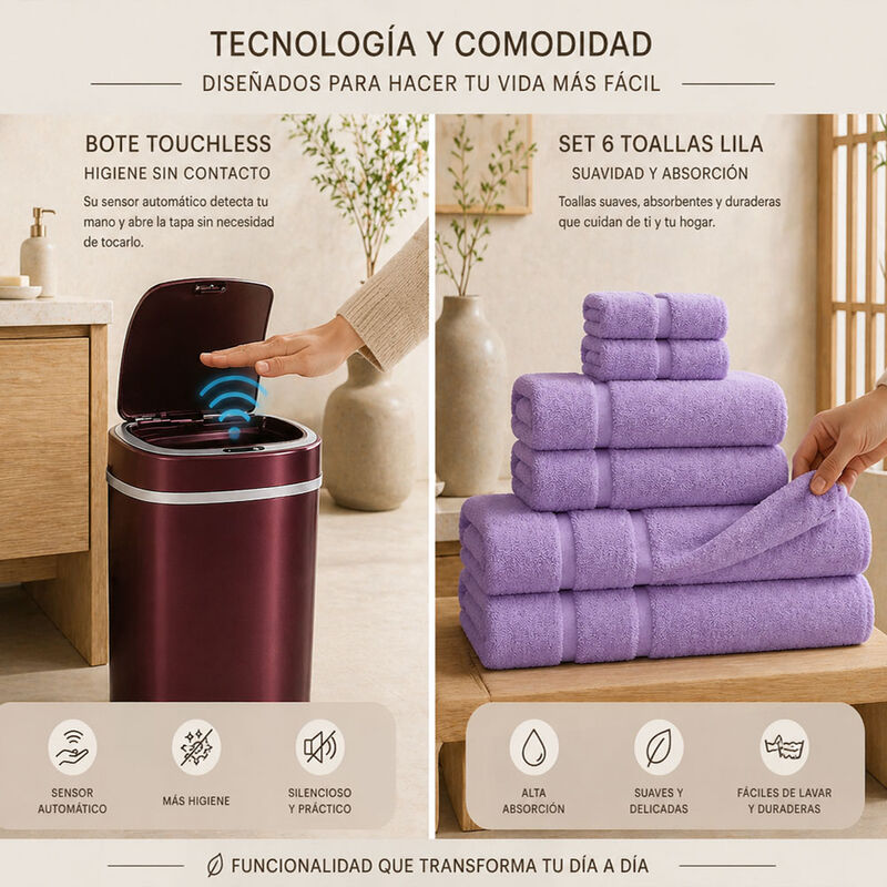 Bote De Basura Autom&aacute;tico Touchless 15l Vino Co... image number null
