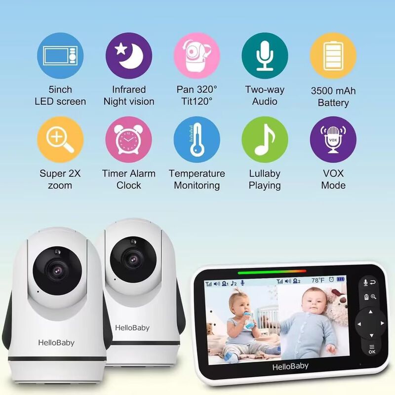 Monitor De V&iacute;deo Para Beb&eacute;s Hellobaby Con 2 C&aacute;m... image number null