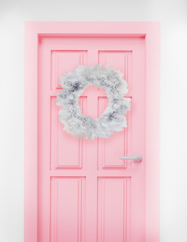 Corona Navide&ntilde;a Blanca Pino Adorno Artificial 4... image number null