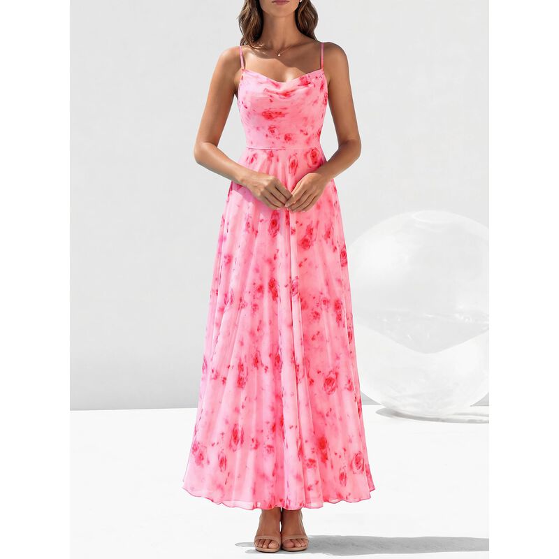 Vestido Maxi Floral BTFBM con Tirantes Finos image number null