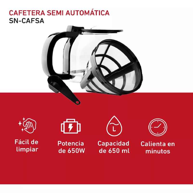 Cafetera Semiautom&aacute;tica 6 Tazas Goteo Filtro Pe... image number null