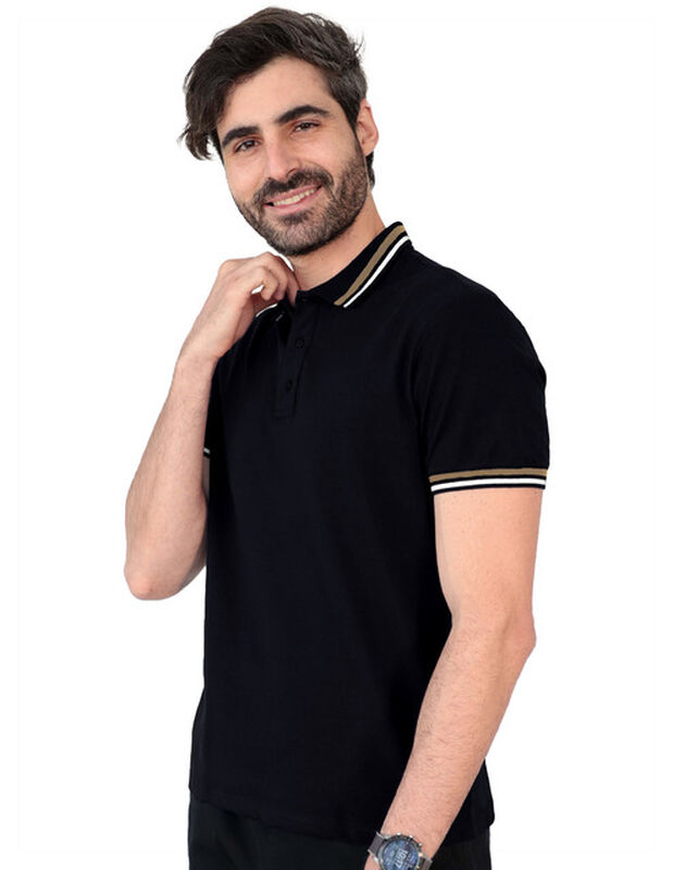 Playera Caballero Polo Cuello Abotonado Negro P... image number null