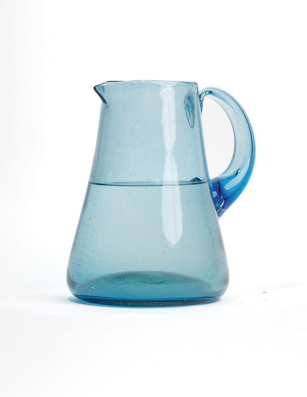 Jarra de Agua de Vidrio Soplado Azul Mediterrán... image number null