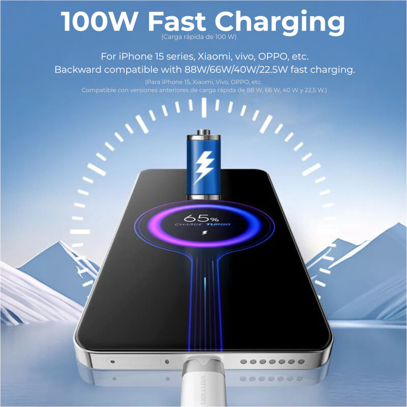 Cable USB-A/USB-C VENTION 2 M 100 W (6A) Trenza... image number null