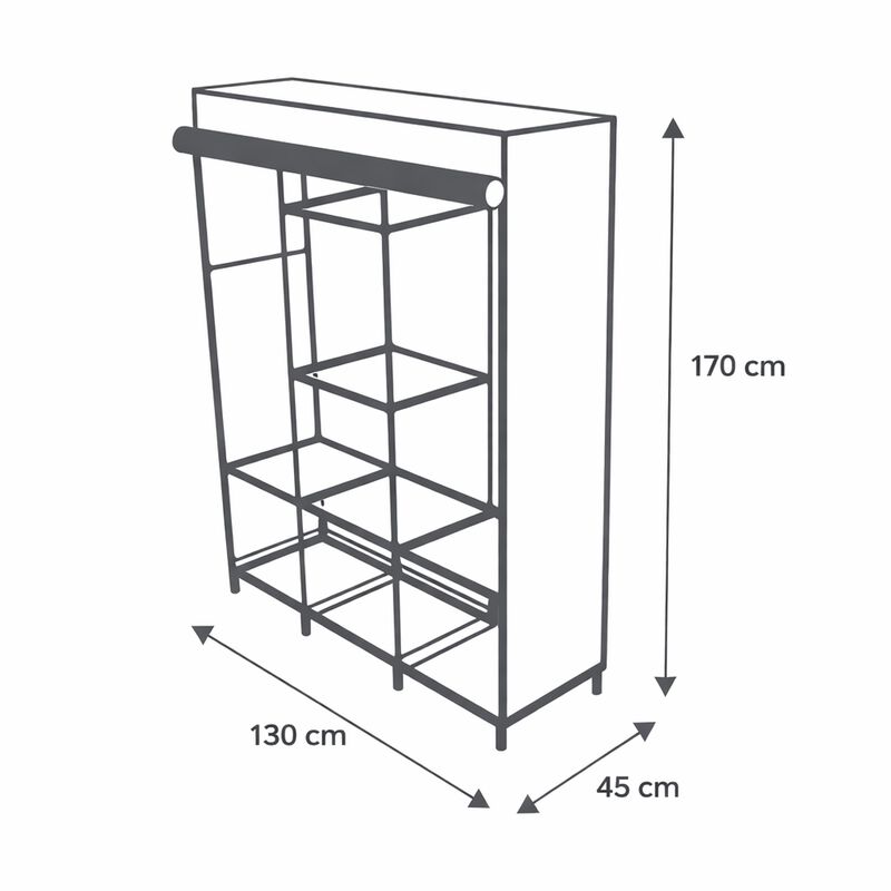 Armario de Tela Grande 1.70 m - Color Negro image number null