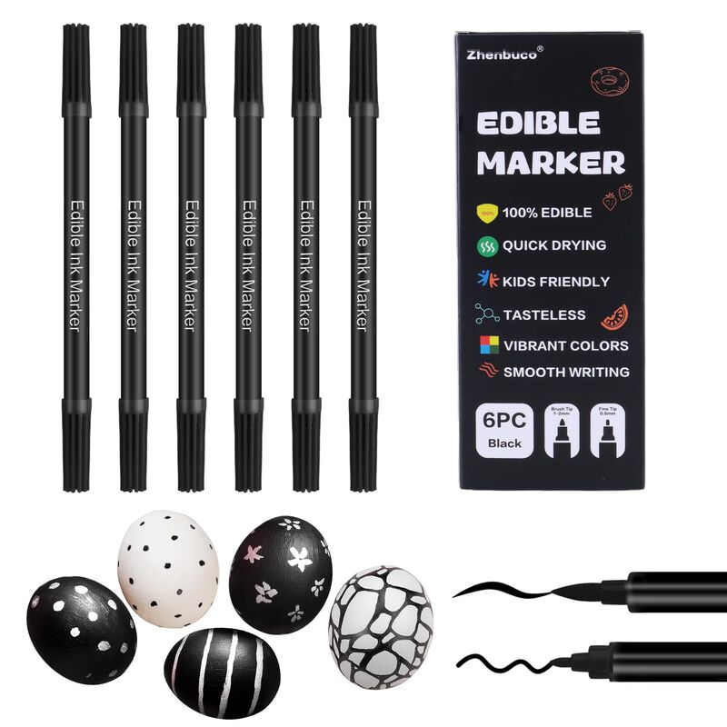 Marcadores Comestibles Zhenbuco Negro Doble Pun... image number null