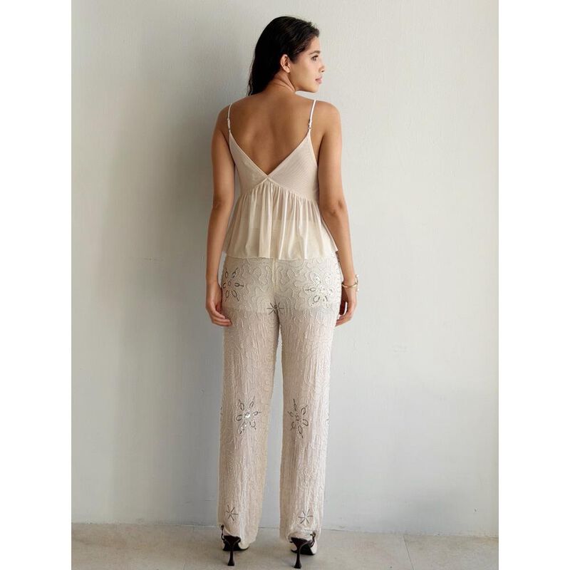 Conjunto De Pantalon Bordado Con Pedreria image number null