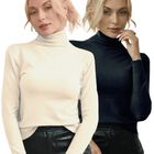 Set De 2 Suéteres Mujer De Cuello Alto Suéteres Dama SUET-1023-PX2 Variedad De Colores Sweaters
