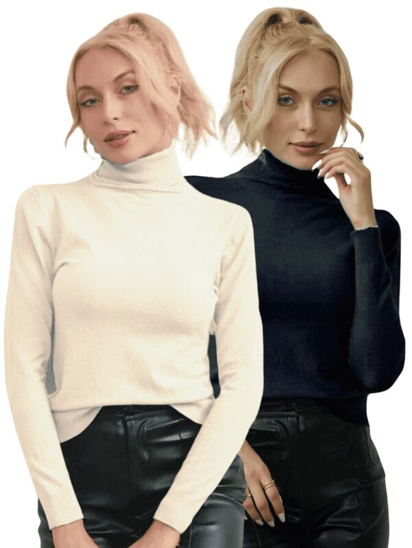 Set De 2 Suéteres Mujer De Cuello Alto Suéteres... image number null