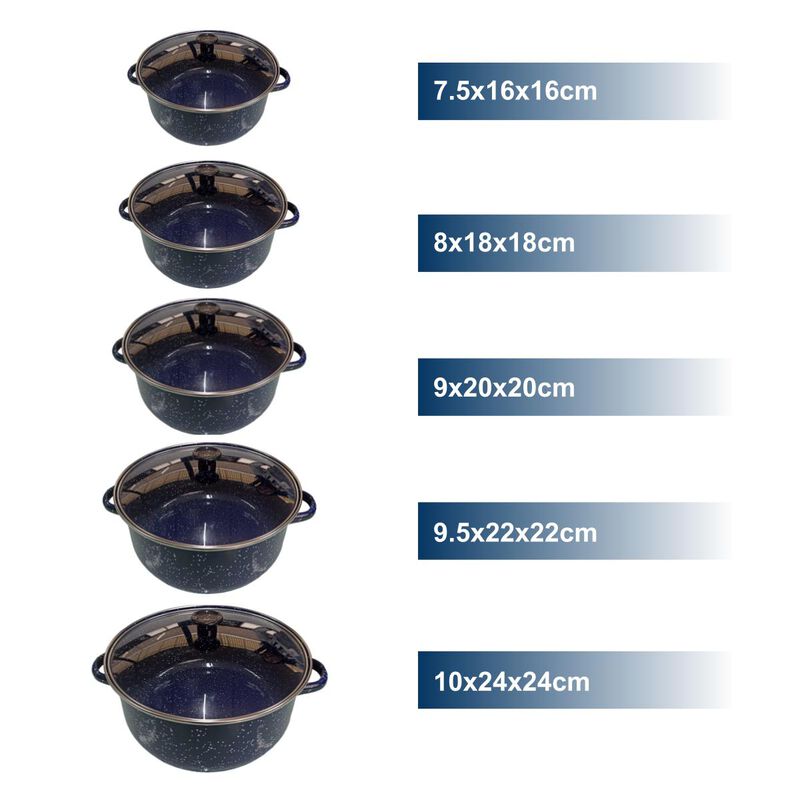 Juego de ollas de Peltre con tapa 10 pz Interna... image number null