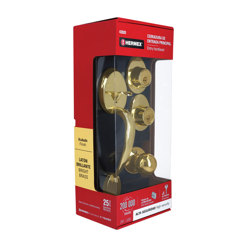 Jaladera Perilla y Cerrojo Llave-Llave Latón Br... image number null