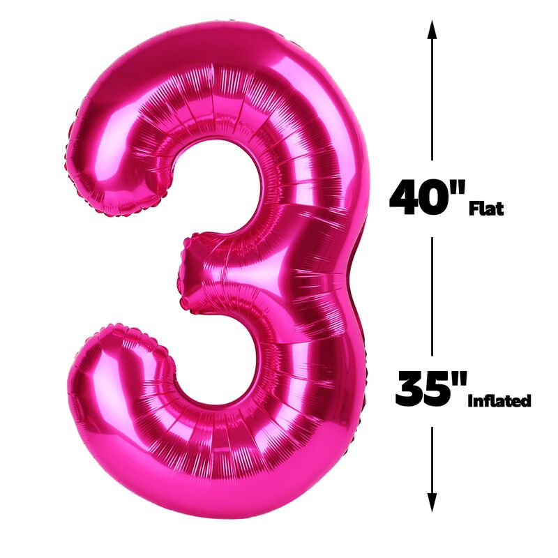 Globo Upgesy N&uacute;mero 3 102 cm Rosa Fucsia image number null
