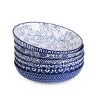 Tazones De Pasta Selamica 34 Oz (22 Cm) - Juego De 6 Azul Vintage