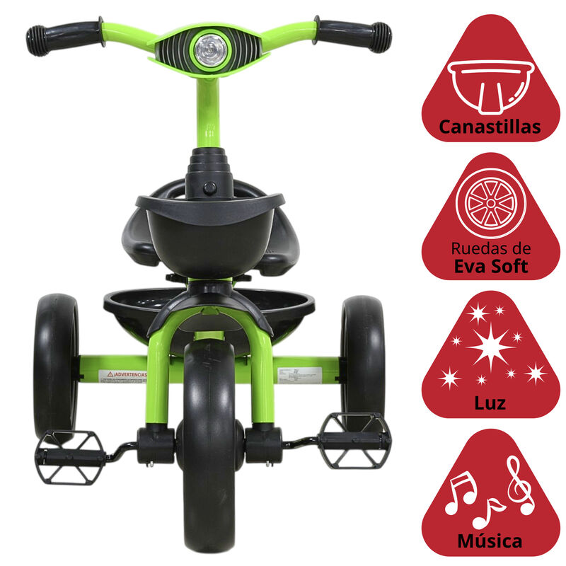 Triciclo Para Ni&ntilde;os Con Luz Y Sonido Ruedas Eva... image number null