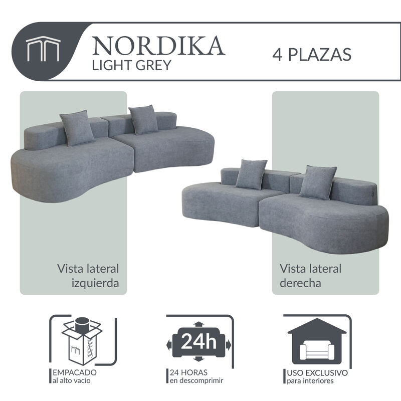Sof&aacute; Espuma Alta densidad NORDIKA Light Grey 4 ... image number null