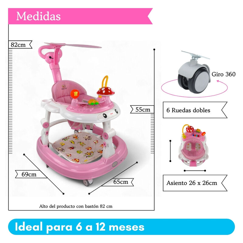 Andadera Plegable C/ Sombrilla Hongo Musical Mo... image number null