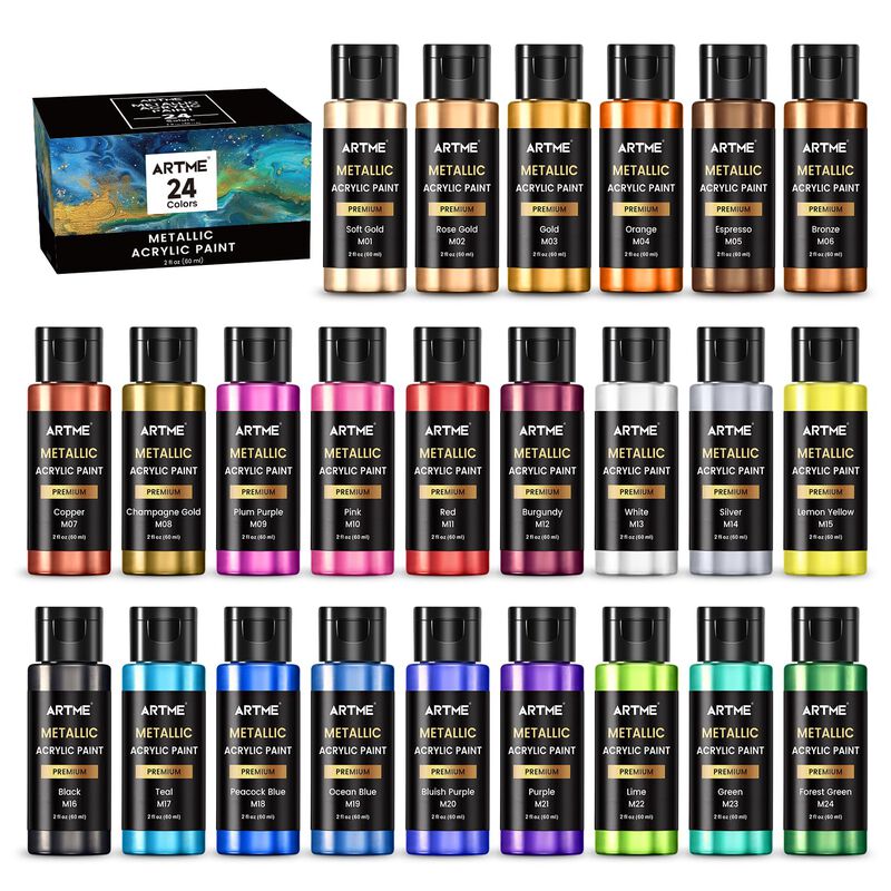 Set De Pintura Acr&iacute;lica Artme Metallic, 24 Colo... image number null
