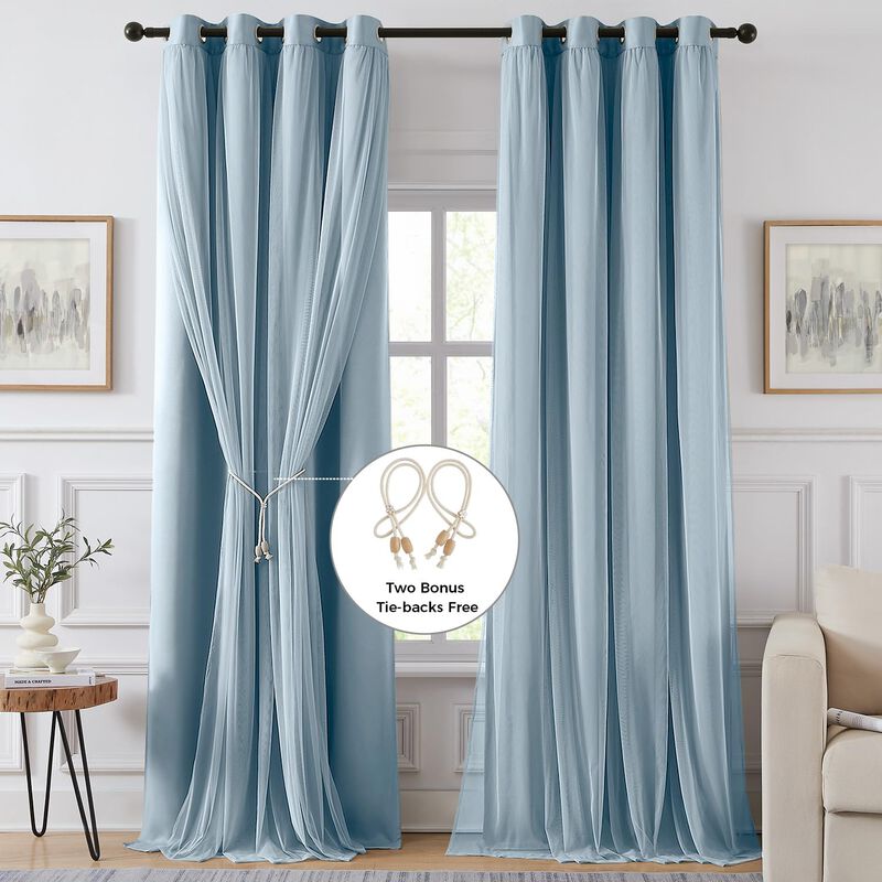 Cortina Swandream 213 cm Azul Blackout Doble Ca... image number null