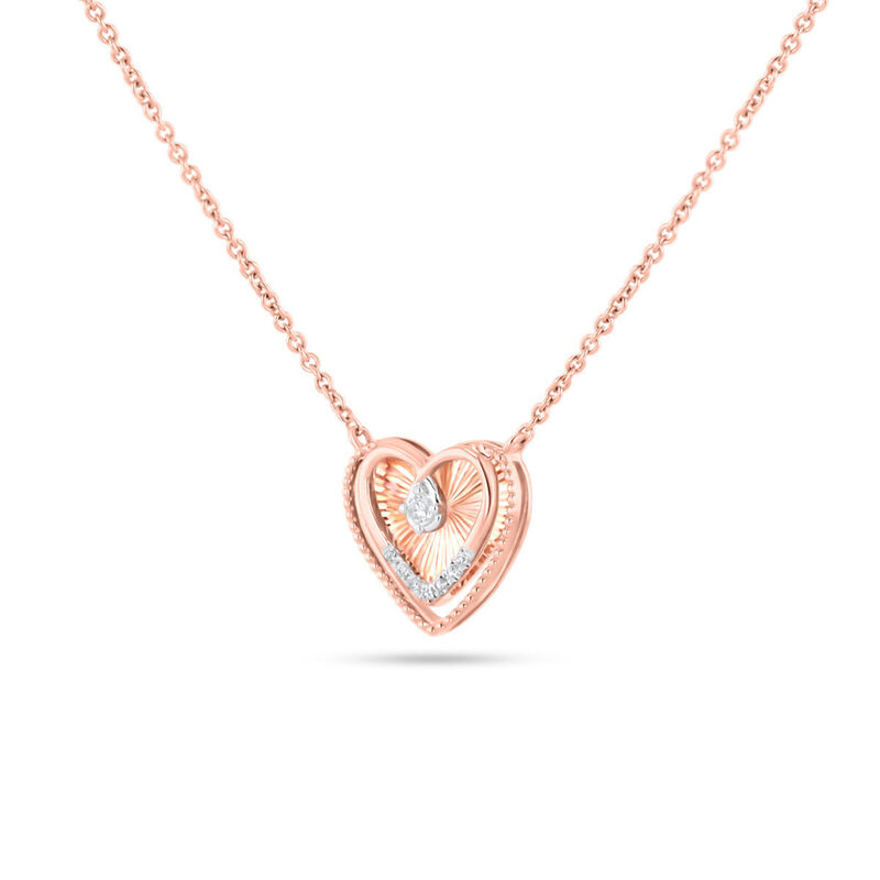 Gargantilla Coraz&oacute;n Oro Rosa 14k Con Diamante 3... image number null
