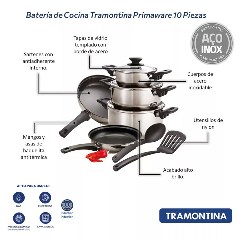 Batería de Cocina TRAMONTINA Primaware 10 Pieza... image number null