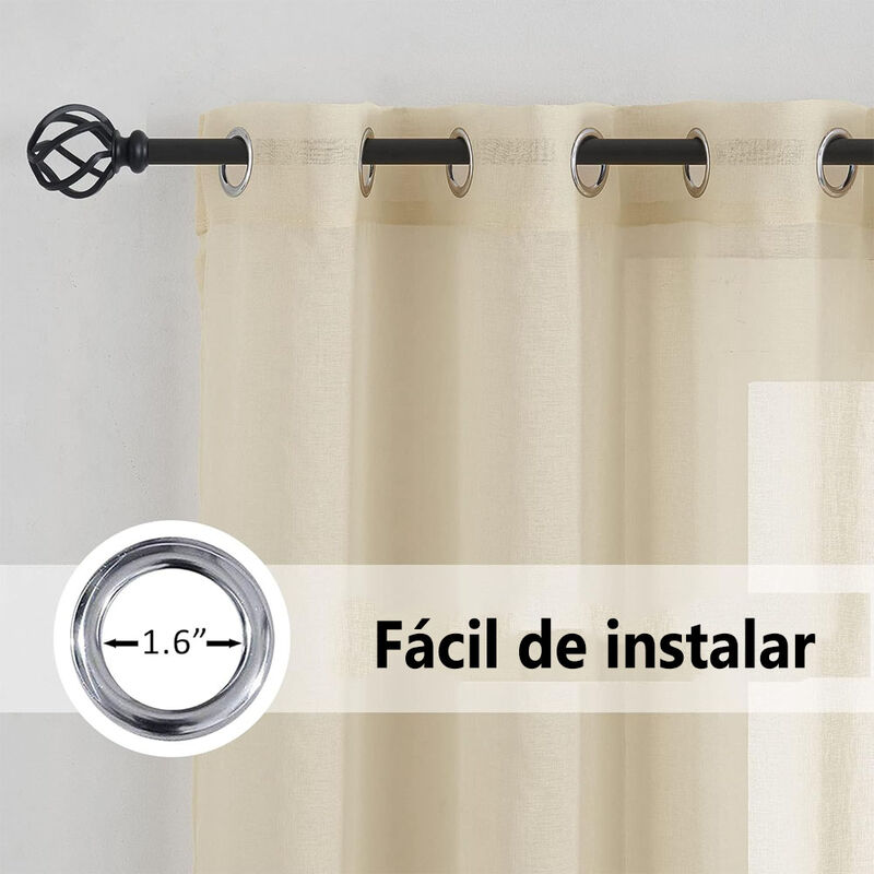 Cortinas Transl&uacute;cidas 2 Paneles 140x220 cm Colo... image number null