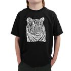Camiseta Word Art Para Ni&ntilde;o - Grandes Felinos - Negro