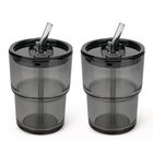 Vaso De Vidrio Caf&eacute;zi 370 ml Con Pajilla Y Tapa